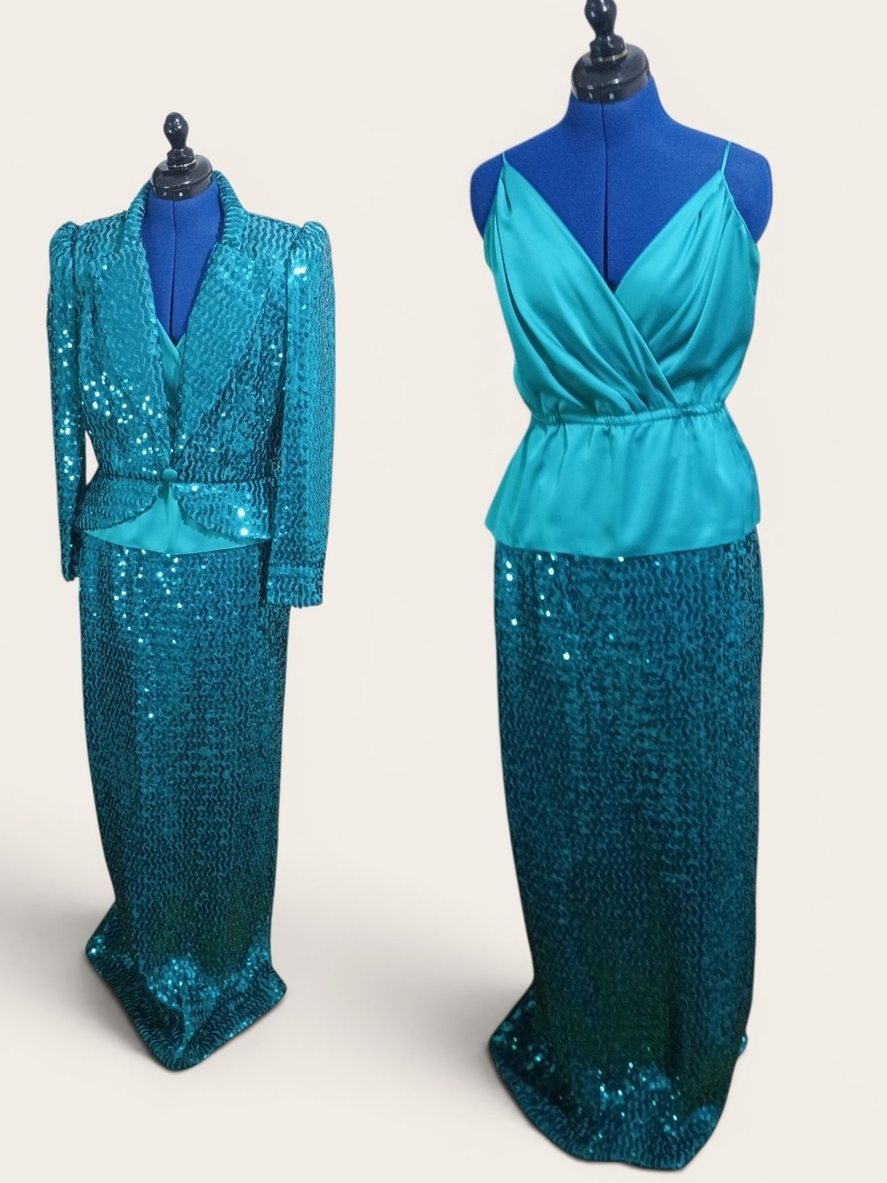 Vintage Lilli Diamond 3 Piece Sequin Skirt, Jacket, and Camisole Set